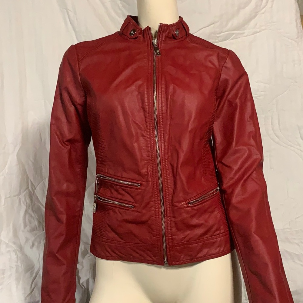 Guess Red Leather Jacket